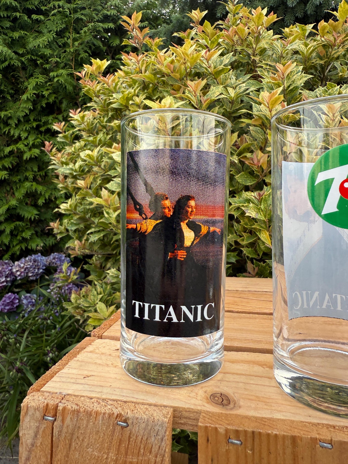 Vintage 7UP x Titanic Glasses Set of 4, Long Drink Tumblers, 1990s Movie Promo Collectible, Soda Advertising Glassware