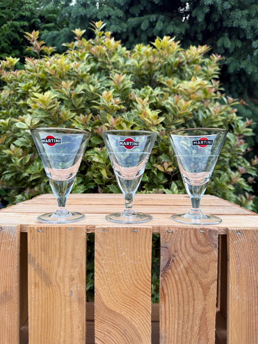 1 of 3 Vintage Martini Glasses, Gold Rim Logo Bar Glasses, Cocktail Drinkware, Branded Advertising Stemware, Collectible Barware