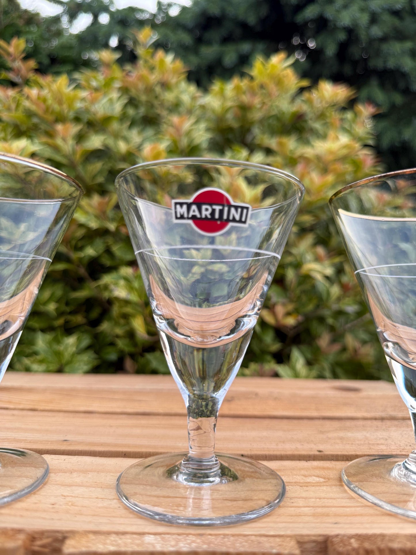 1 of 3 Vintage Martini Glasses, Gold Rim Logo Bar Glasses, Cocktail Drinkware, Branded Advertising Stemware, Collectible Barware