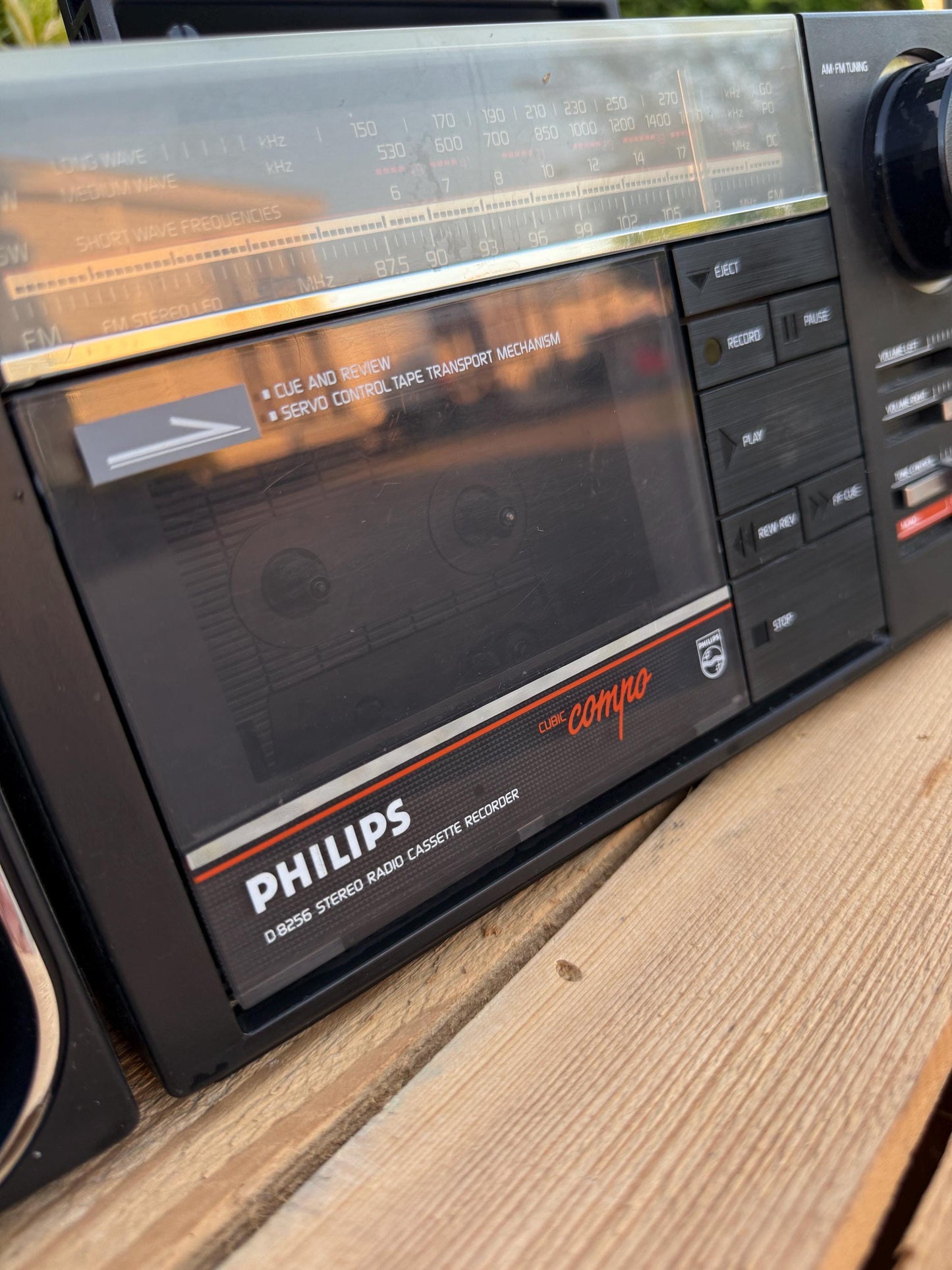 Vintage Philips Cubic Compo Radio, 1985 Austria Made, Black Chrome Design, Detachable Speakers, Cassette Not Working, Retro Audio Unit