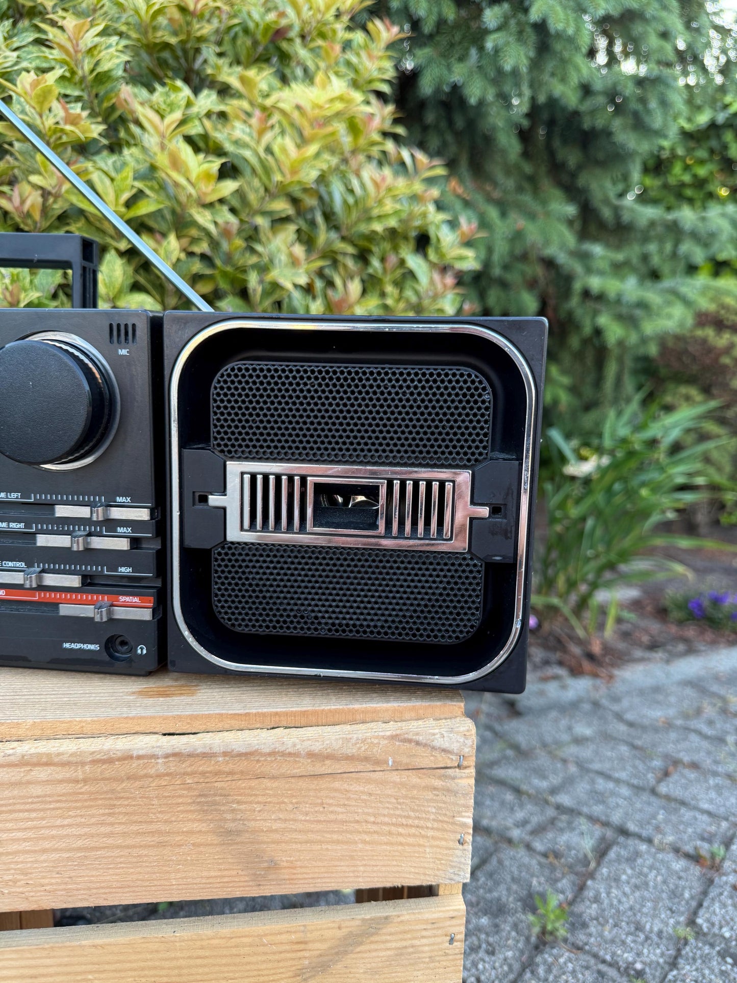 Vintage Philips Cubic Compo Radio, 1985 Austria Made, Black Chrome Design, Detachable Speakers, Cassette Not Working, Retro Audio Unit