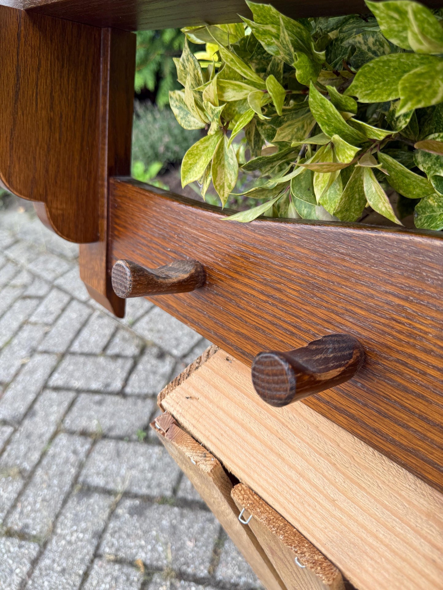 Vintage Wooden Coat Rack with Shelf, Farmhouse Hallway Organizer, Rustic Wall Hook Rail, Country Style Entryway Storage, Solid Oak Hanger