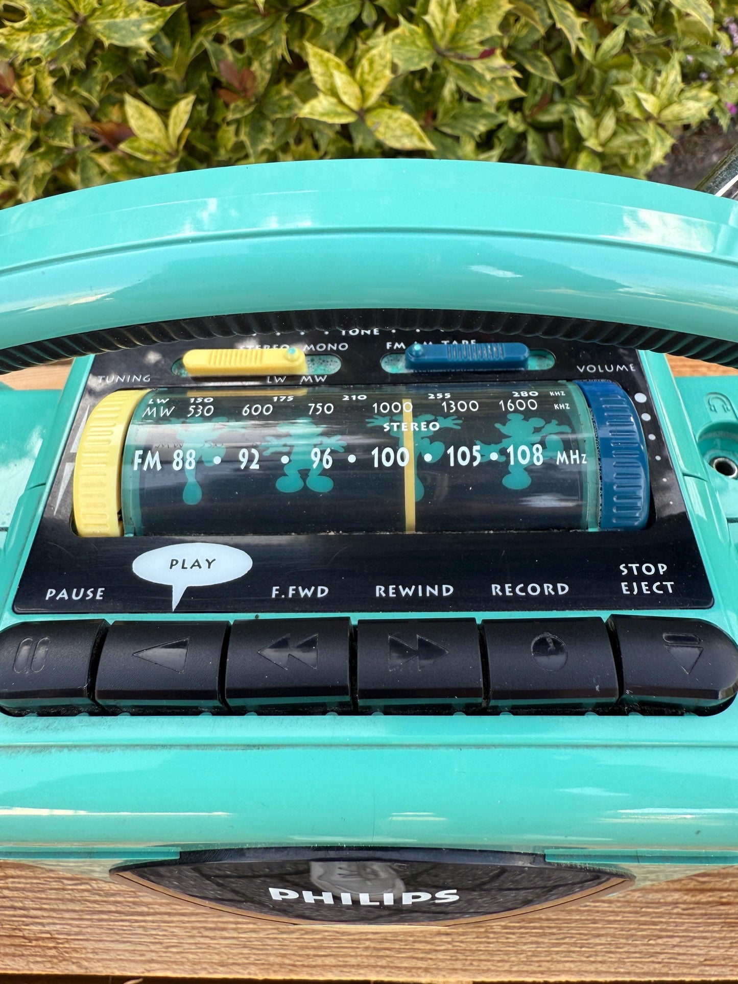 Vintage 1985 Philips Roller 2 Radio, Blue Mickey Mouse Portable AM FM Player, Retro Boombox, Cassette Untested, Disney Collectible