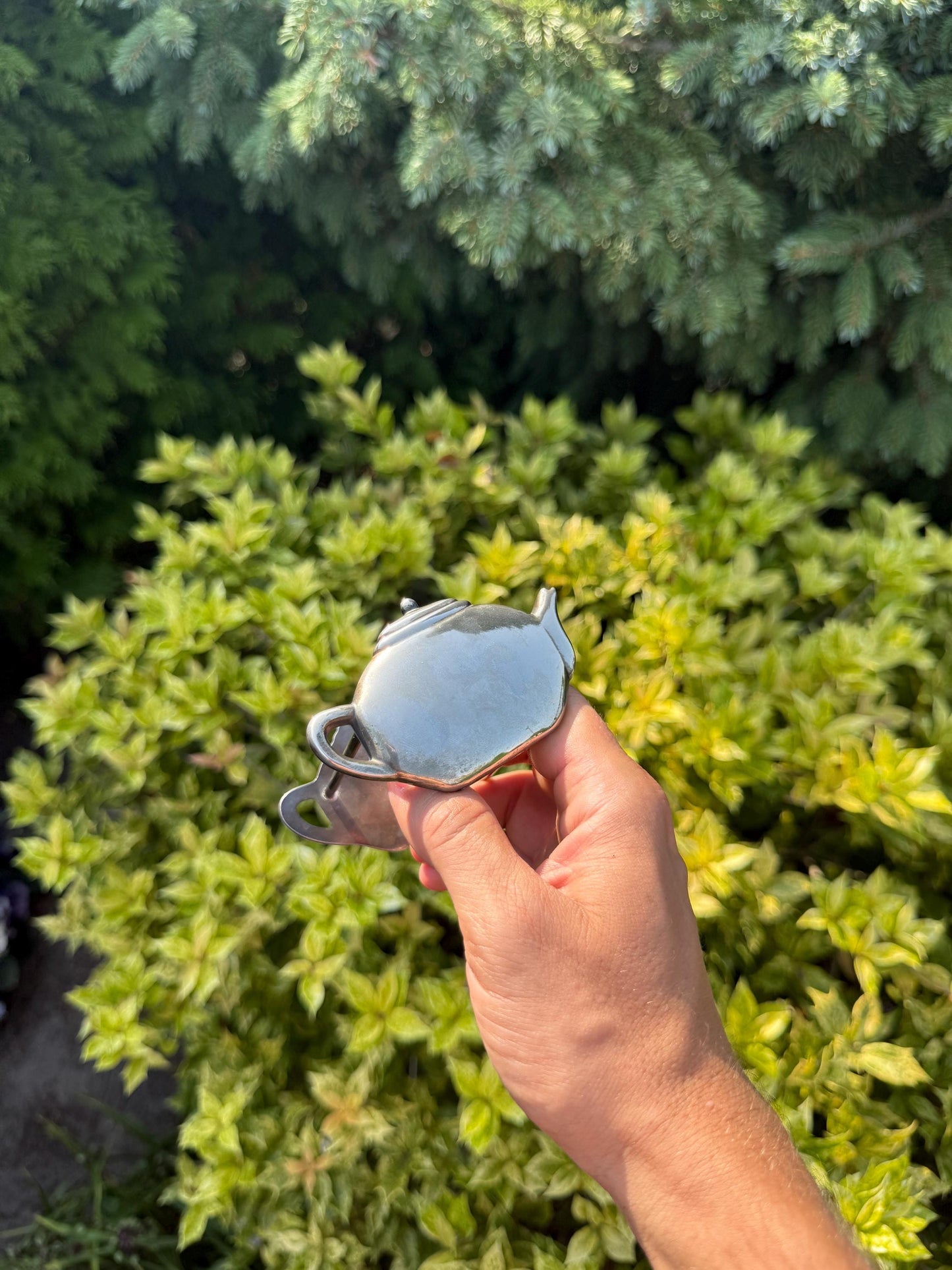 1 of 2 Vintage Stainless Steel Tea Bag Holder, Teapot Shape, Silver Tea Bag Dish, Single Teabag Caddy, 90s Tea Kitchen Accessory