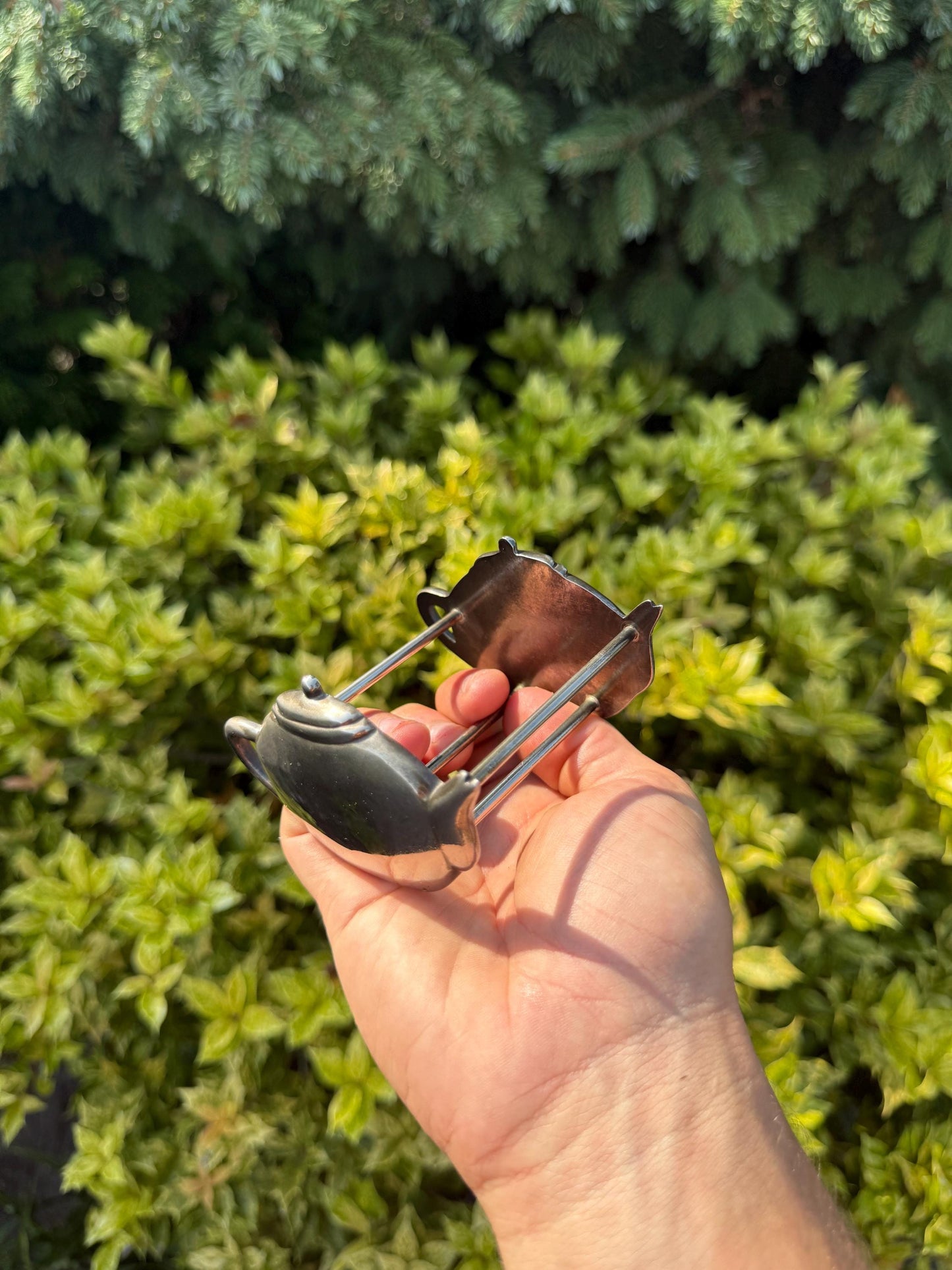 1 of 2 Vintage Stainless Steel Tea Bag Holder, Teapot Shape, Silver Tea Bag Dish, Single Teabag Caddy, 90s Tea Kitchen Accessory