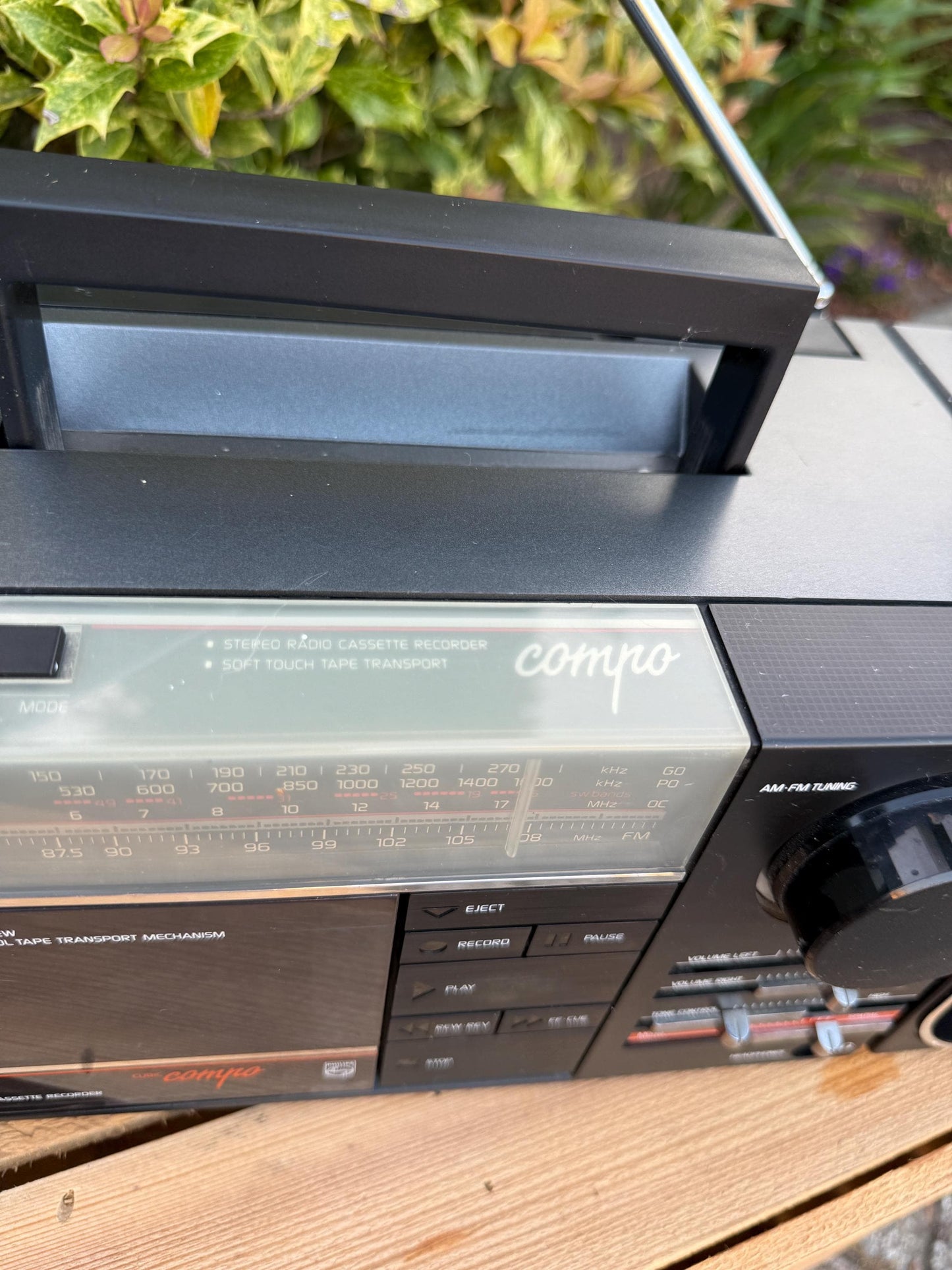 Vintage Philips Cubic Compo Radio, 1985 Austria Made, Black Chrome Design, Detachable Speakers, Cassette Not Working, Retro Audio Unit