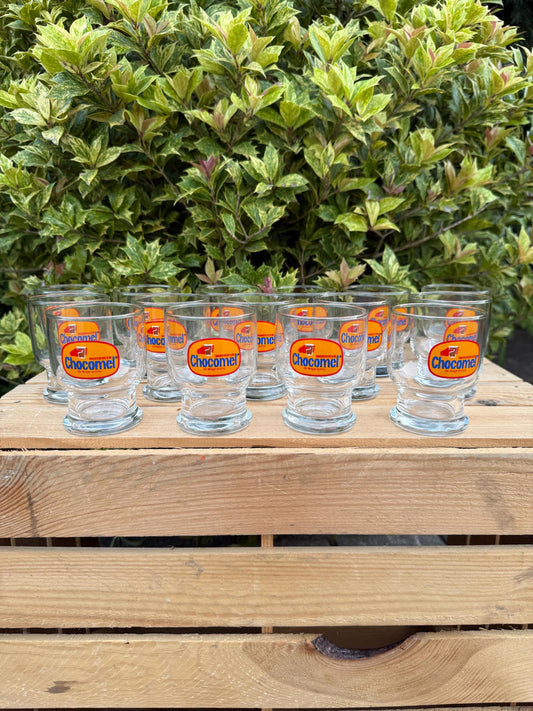Set of 3 Vintage Chocomel Glasses, Nutricia Chocolate Milk Collectible, Retro Dutch Drinkware, Classic Cocoa Glass Set, Café Barware Decor