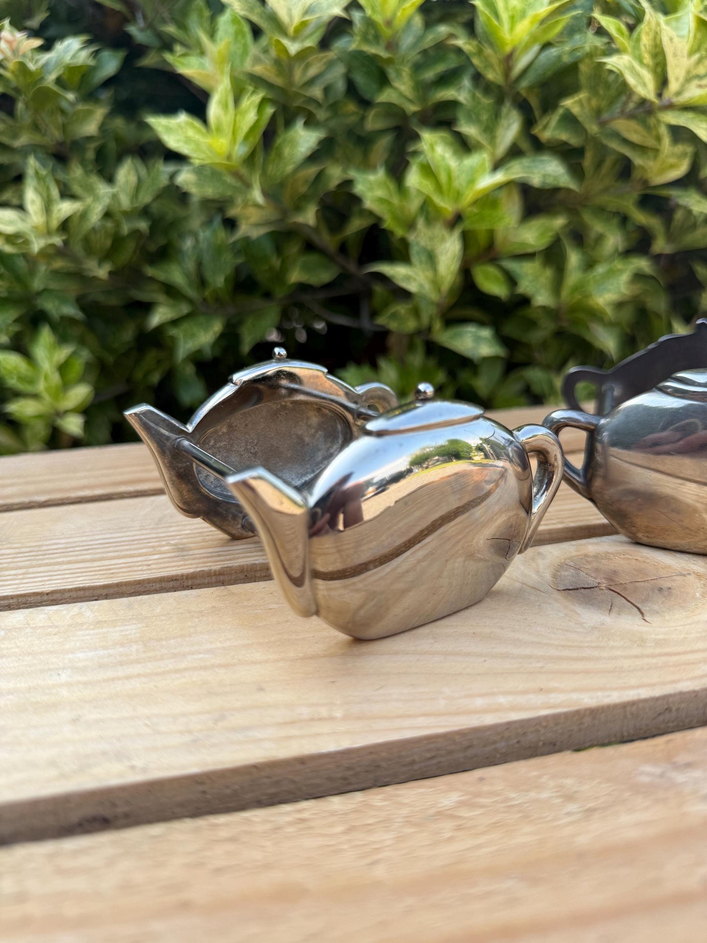 1 of 2 Vintage Stainless Steel Tea Bag Holder, Teapot Shape, Silver Tea Bag Dish, Single Teabag Caddy, 90s Tea Kitchen Accessory