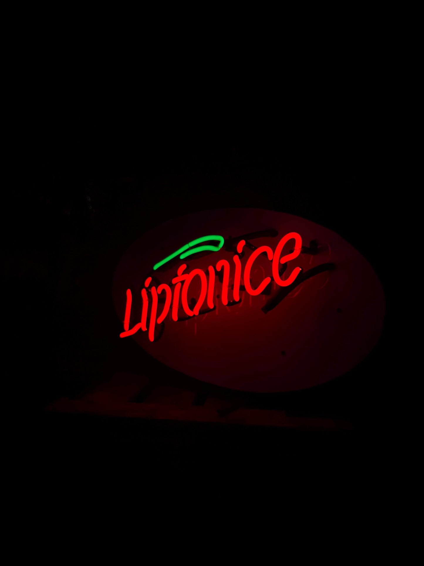 Vintage Liptonice Neon Light Sign, 1996 Illuminated Advertising Display, Red and Green Neon Tubes, Original Drink Promotion Lamp