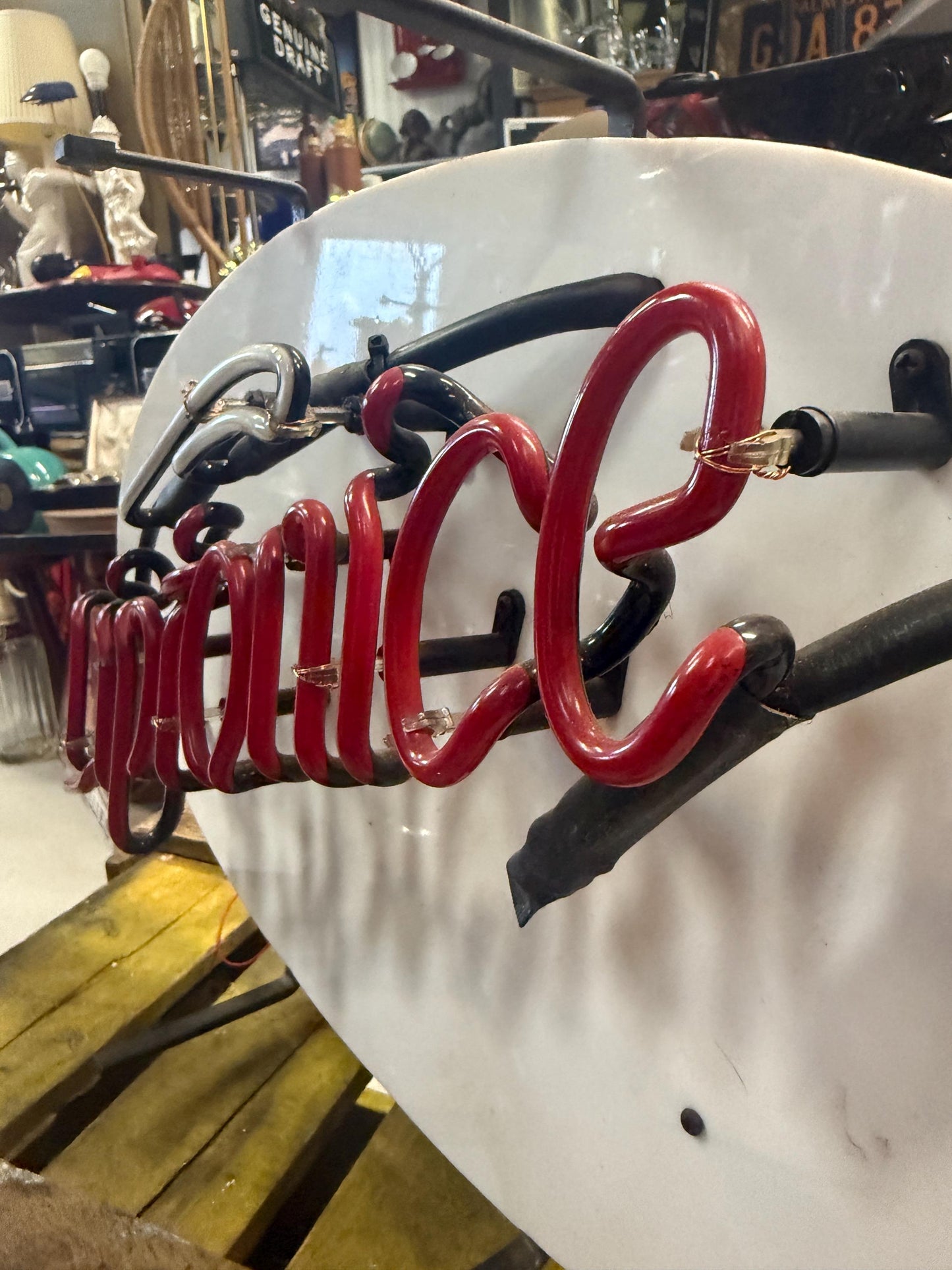 Vintage Liptonice Neon Light Sign, 1996 Illuminated Advertising Display, Red and Green Neon Tubes, Original Drink Promotion Lamp