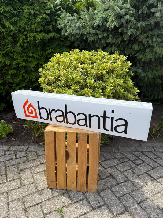 Vintage Brabantia Light Sign, Double Sided Plastic Shop Sign, Industrial Hanging Store Display, Dutch Advertising Lamp, Unused Vintage Sign