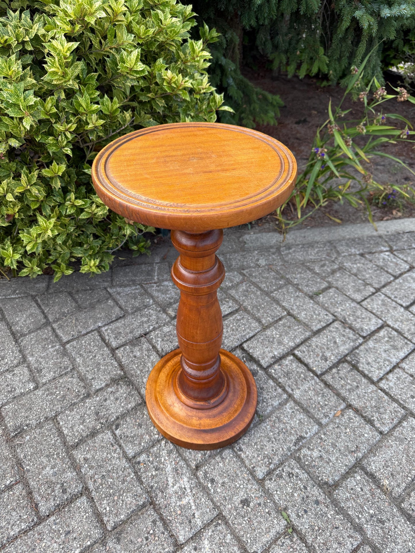 2 Vintage Wooden Plant Stands, Barley Twist And Turned Column Pedestal Tables, Solid Wood Plant Tables, Classic Dutch Design