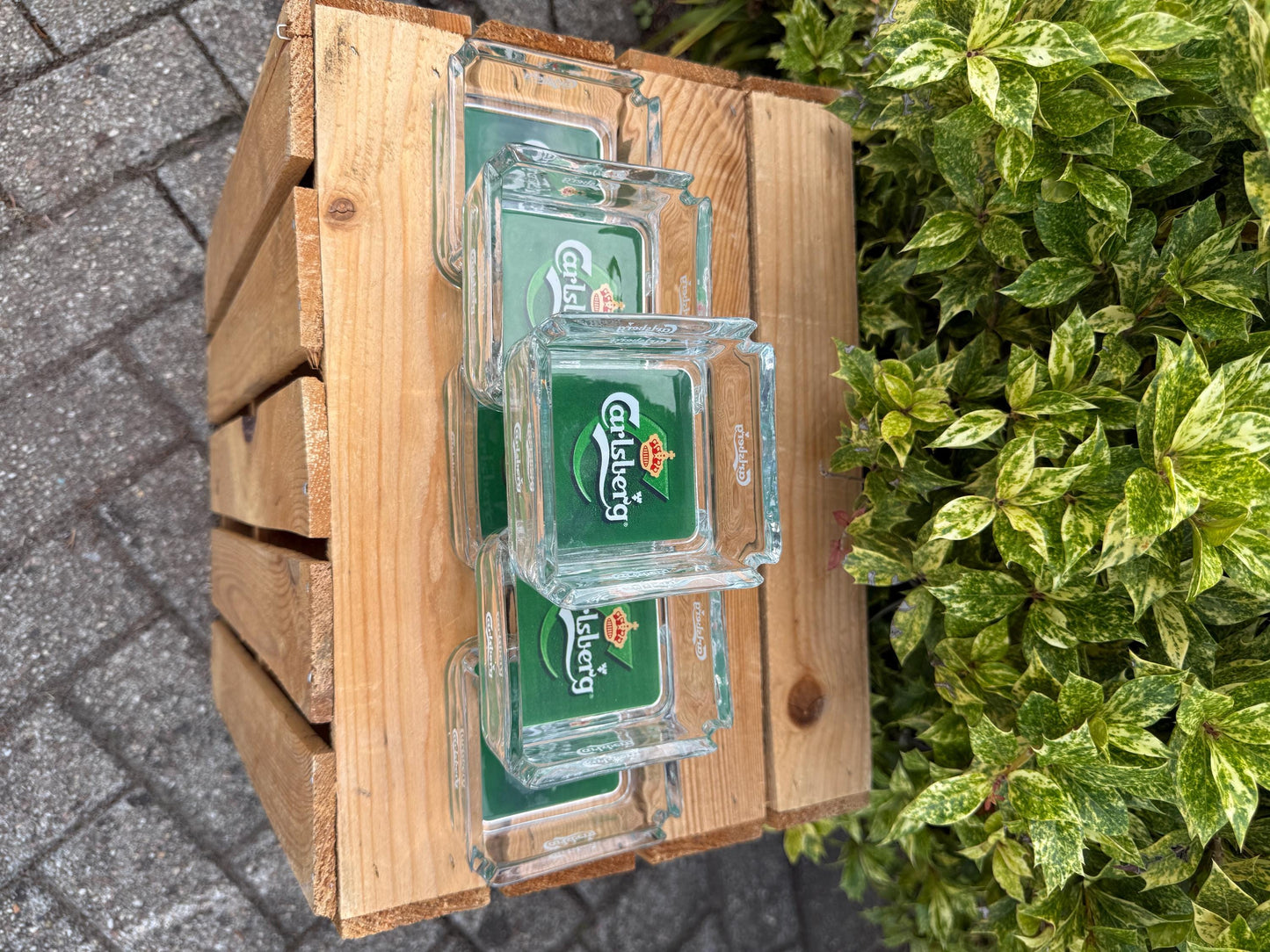 Vintage Carlsberg Glass Ashtray, Square Clear Glass Beer Advertising Collectible, Danish Brewery Barware, Retro Pub Smoking Accessory