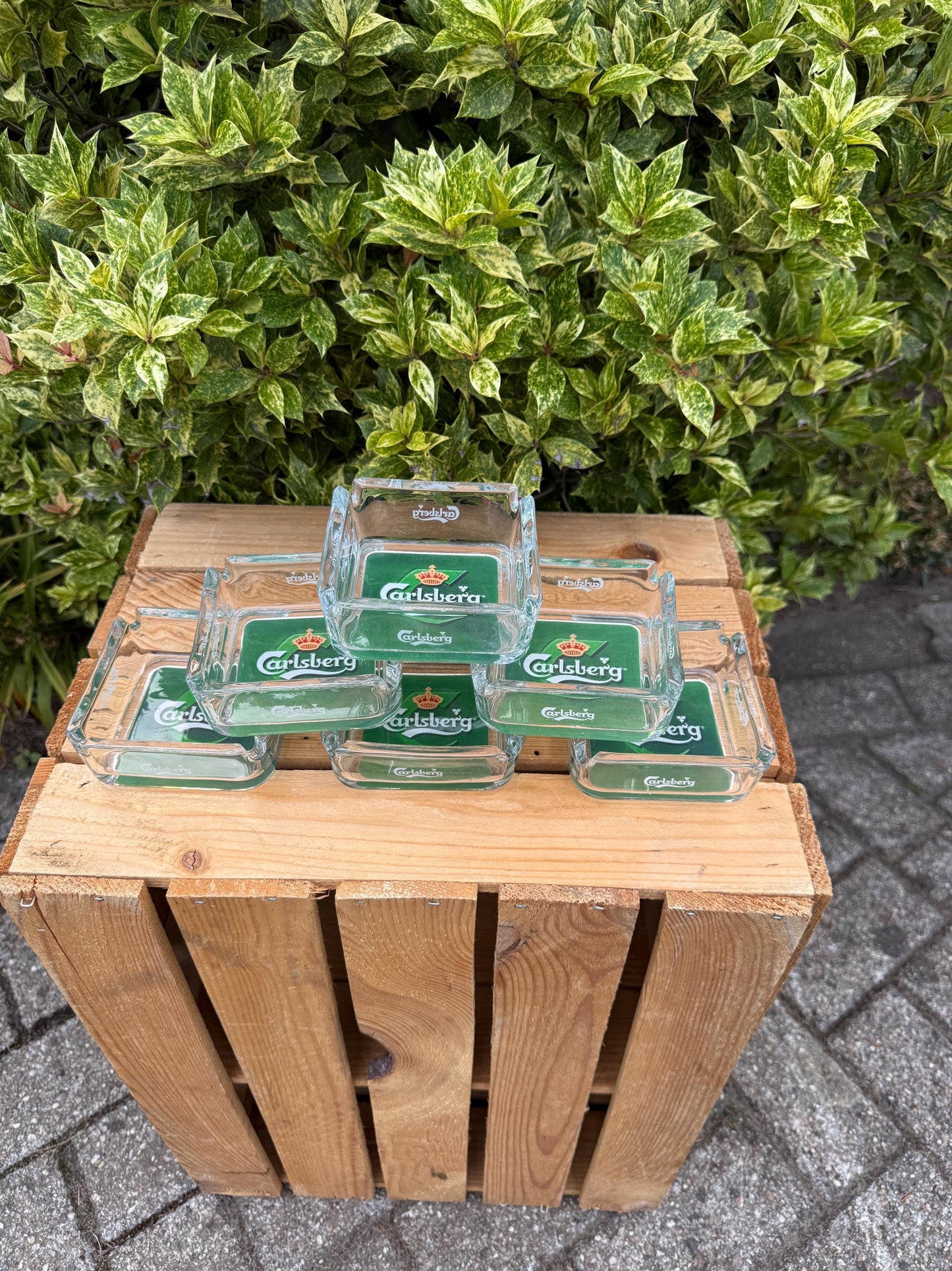 Vintage Carlsberg Glass Ashtray, Square Clear Glass Beer Advertising Collectible, Danish Brewery Barware, Retro Pub Smoking Accessory