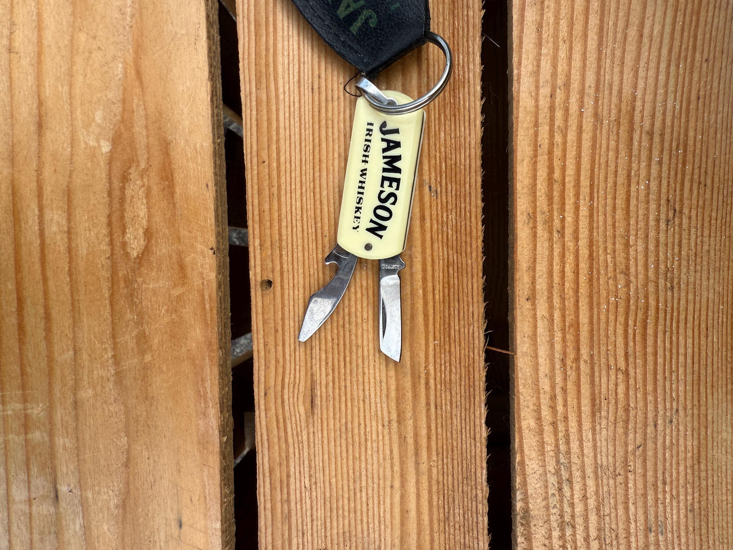 Vintage Jameson Keychain, Pocket Knife, Bottle Opener, Irish Whiskey Promo, Bar Collectible, With Original Leather Pouch, Rare Bar Tool