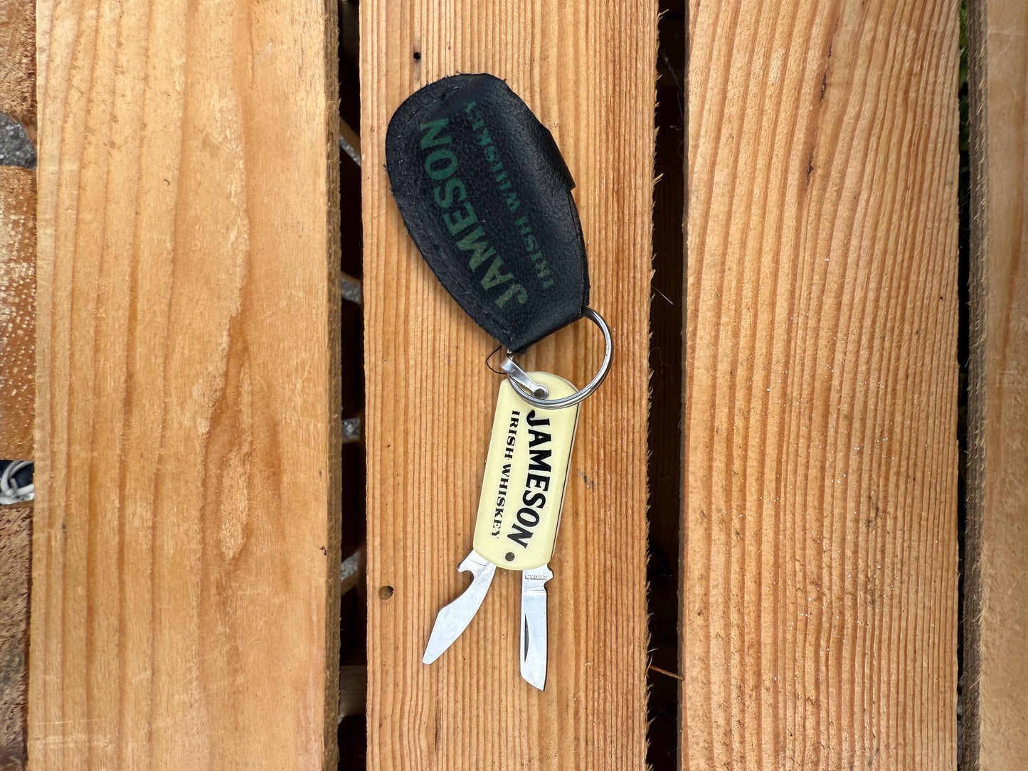 Vintage Jameson Keychain, Pocket Knife, Bottle Opener, Irish Whiskey Promo, Bar Collectible, With Original Leather Pouch, Rare Bar Tool