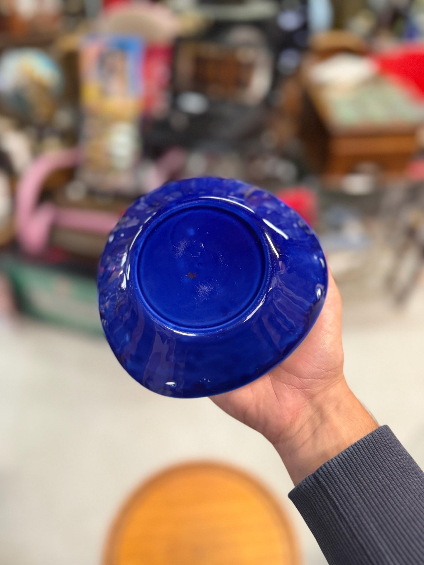 Vintage Grants Scotch Whisky Glass Bowl, Blue Advertising Dish, Barware Collectible, Triangle Shape, 1980s Promo Item