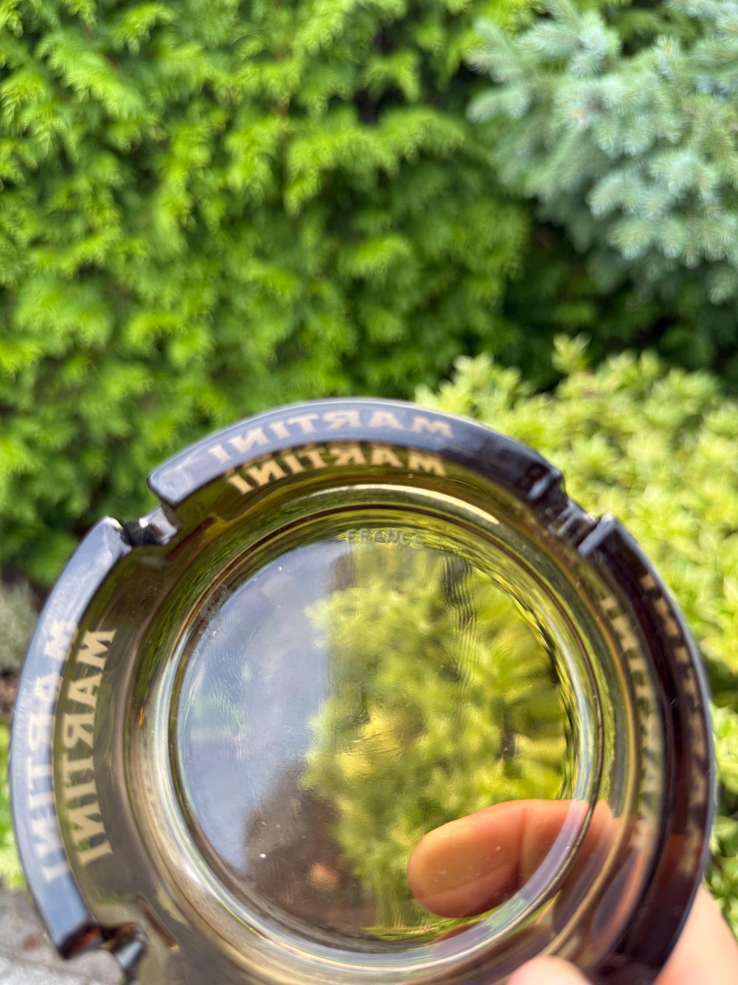 Vintage Brown Smoked Glass Ashtray, Martini Advertising Ashtray, Mid Century Modern Barware, Cocktail Lounge Glass Cigar Cigarette Tray