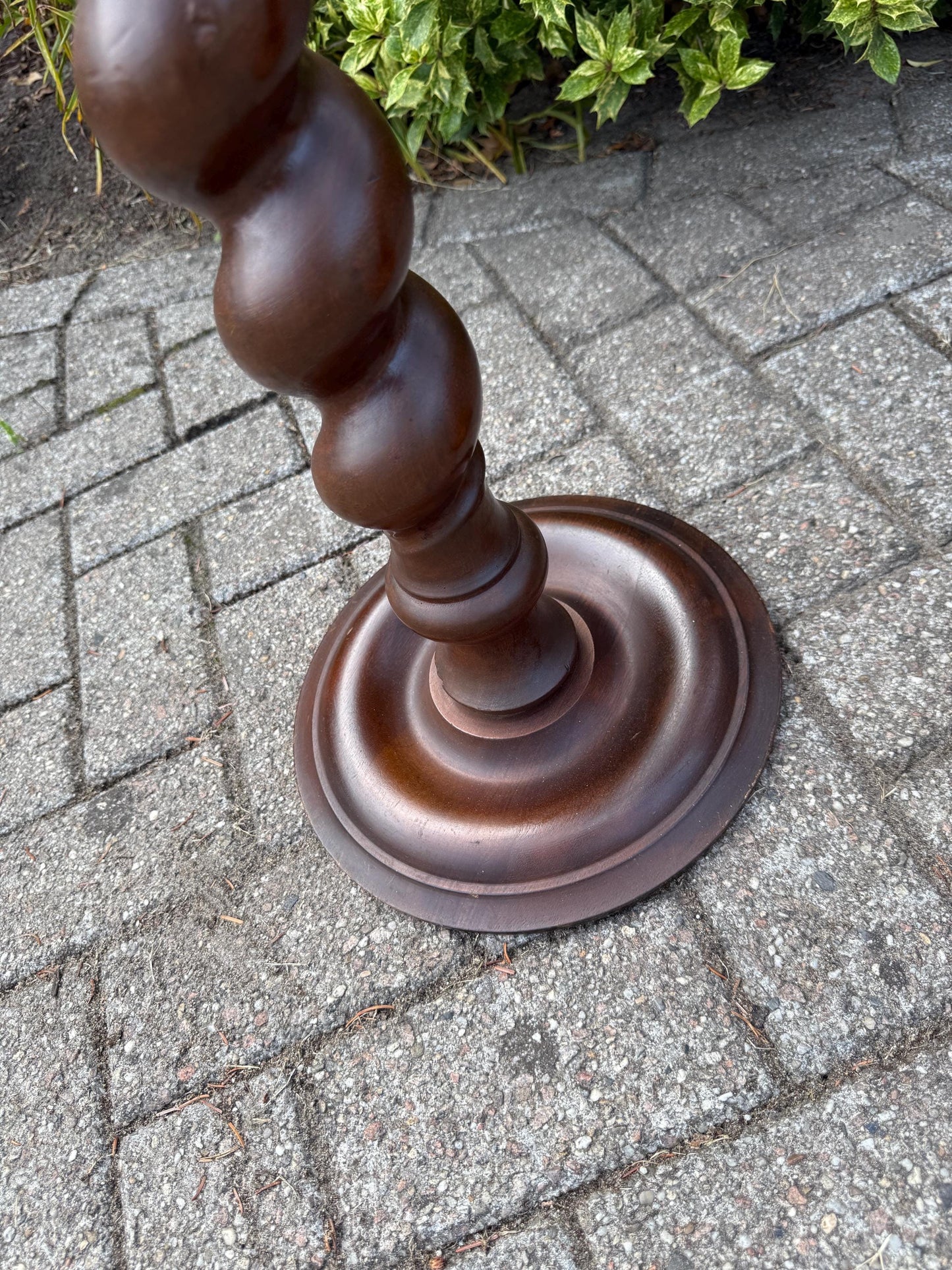 2 Vintage Wooden Plant Stands, Barley Twist And Turned Column Pedestal Tables, Solid Wood Plant Tables, Classic Dutch Design
