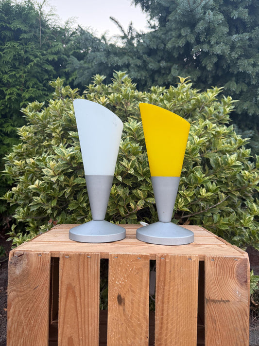 Vintage Ikea Table Lamp, Kryolit Glass Shade Light, Sundae Ice Cream Cone Shape, Postmodern Design Lighting, 1980s Ikea Lamp