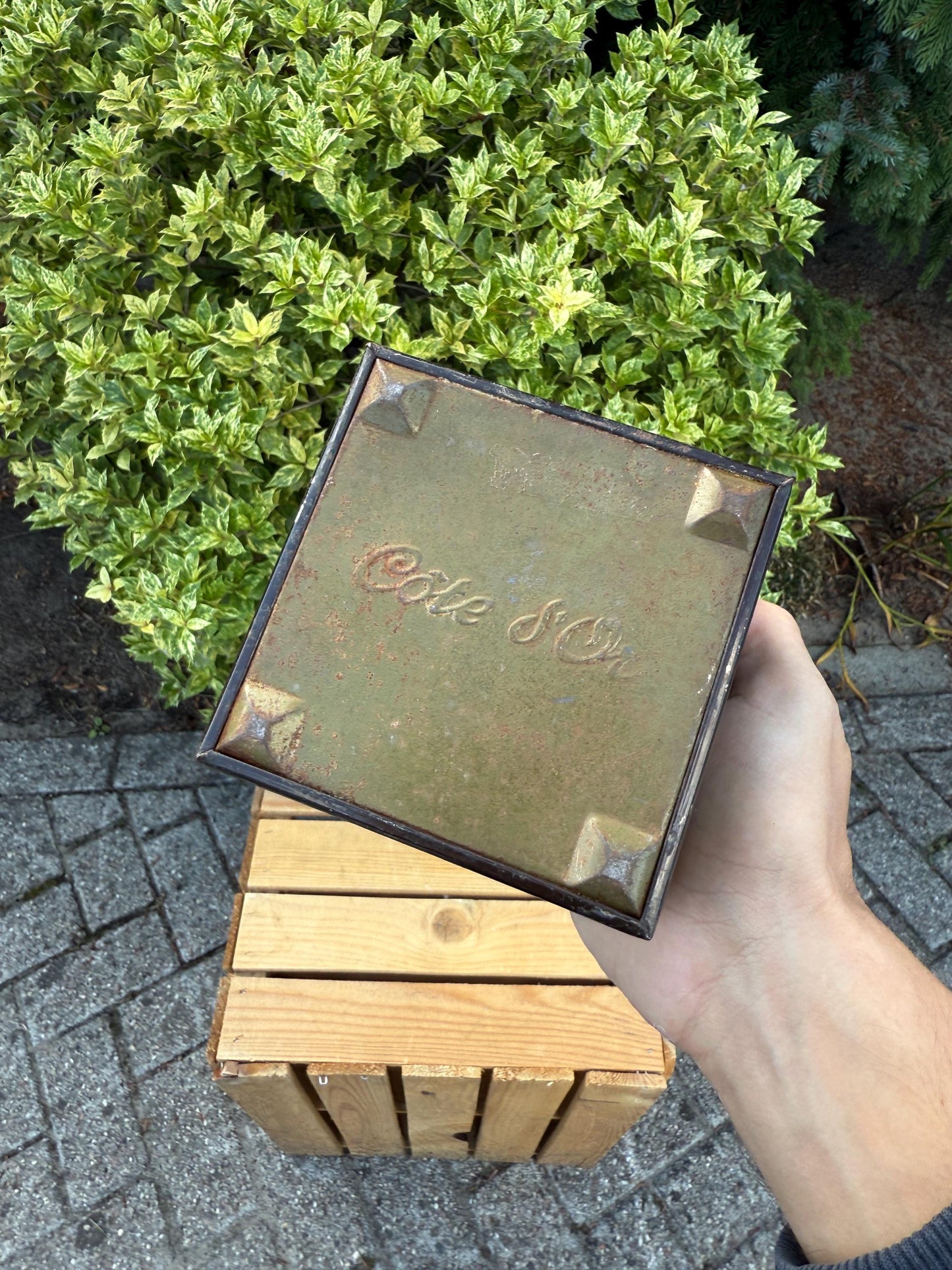 Small Vintage Cote DOr Tin, Antique Metal Canister With Lid, Chocolate Advertising Box, Collectible Storage Tin, Vintage Candy Container