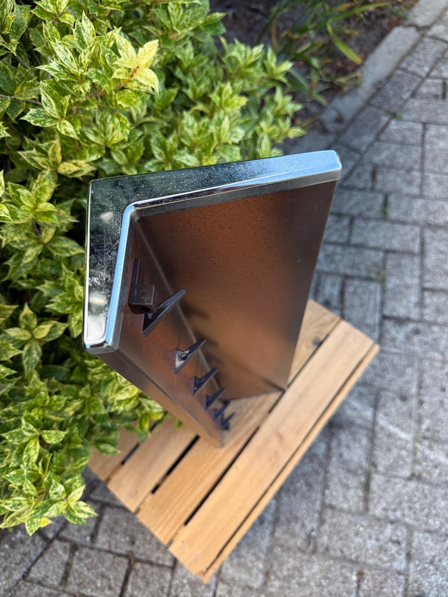 Vintage Brabantia Brown Light Brown Kitchen Towel Rack, 6 Hooks, Mid Century Wall Mounted Storage, Missing Hanging Bar, Dutch Design