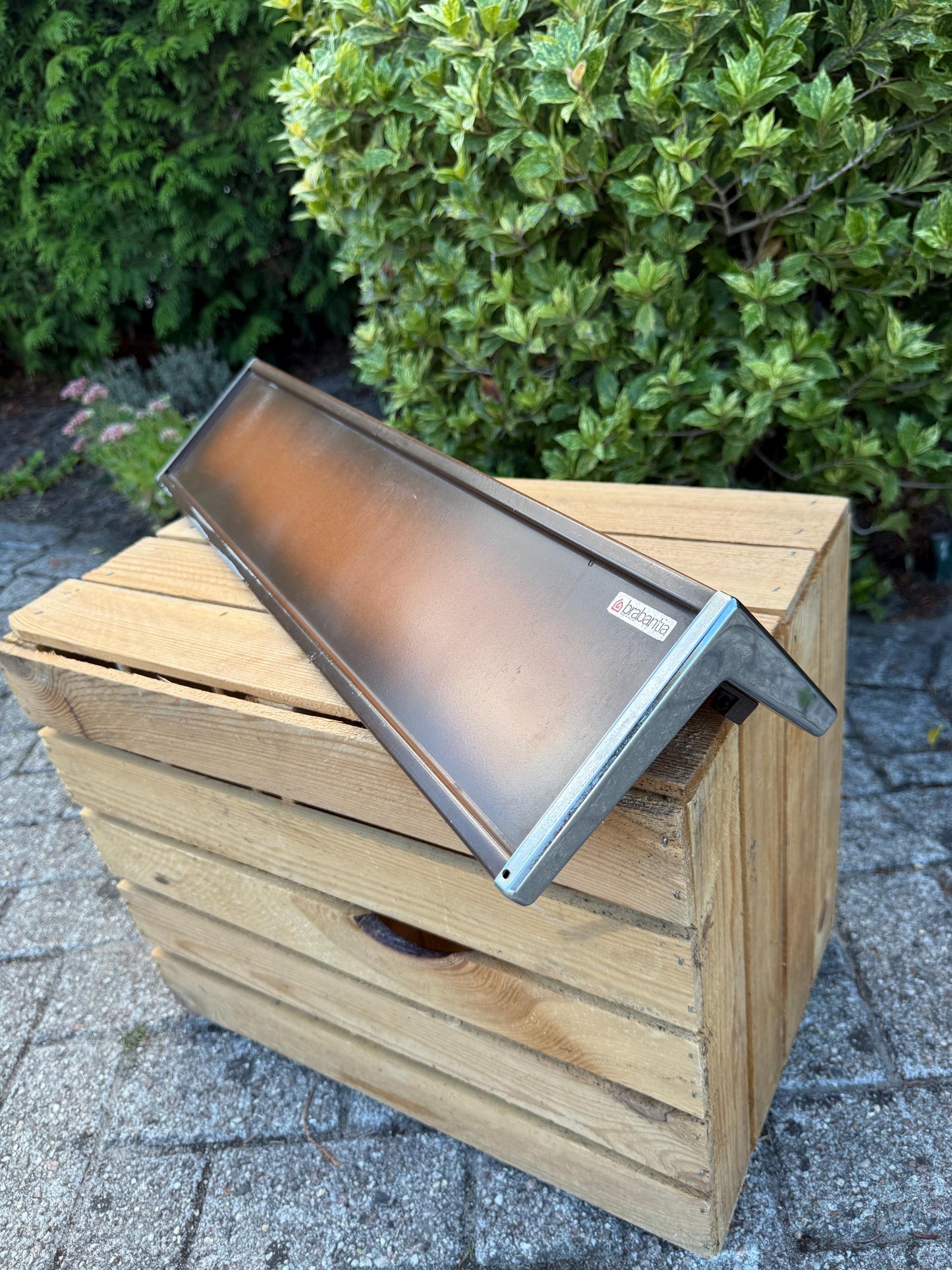 Vintage Brabantia Brown Light Brown Kitchen Towel Rack, 6 Hooks, Mid Century Wall Mounted Storage, Missing Hanging Bar, Dutch Design