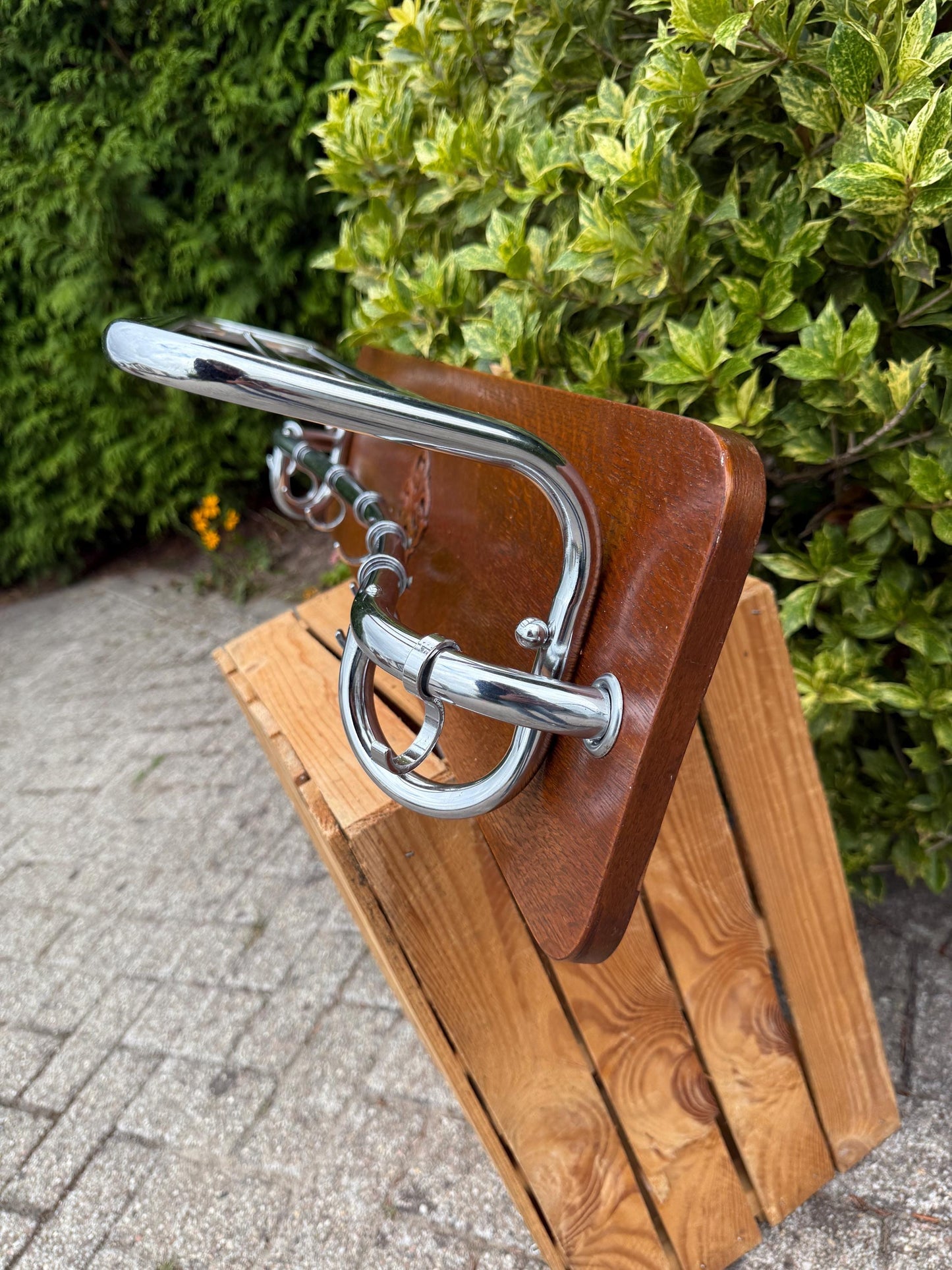 Vintage Wooden Wall Coat Rack with 7 Metal Hooks, Mid Century Hallway Organizer, Rustic Entryway Hanger, Retro Farmhouse Wall Storage