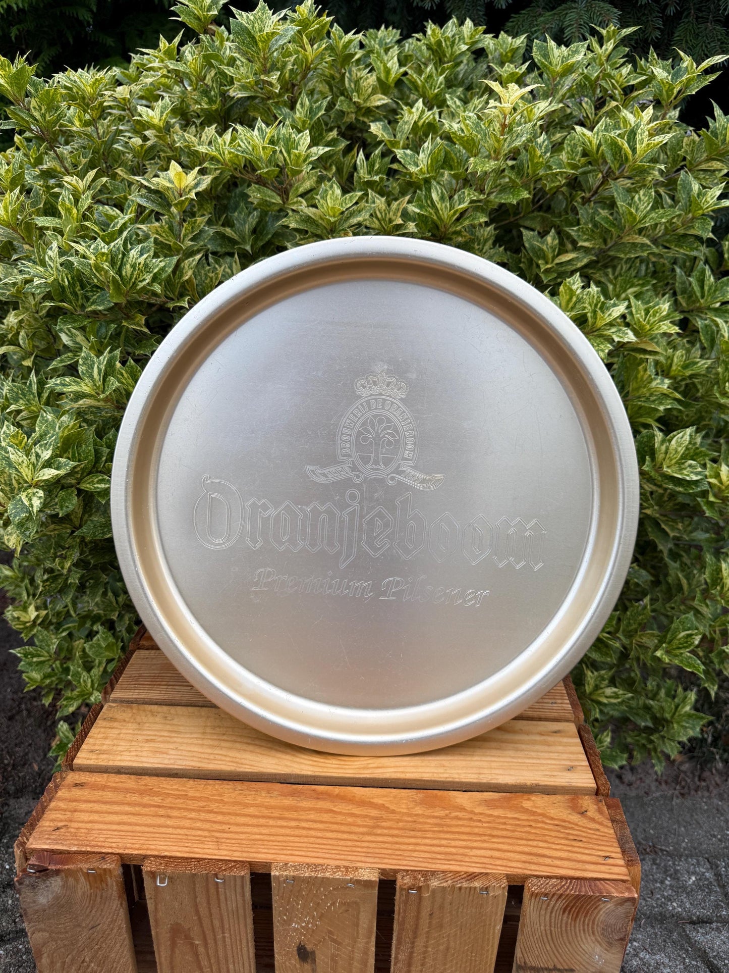 Vintage Oranjeboom Beer Tray, Dutch Metal Serving Tray, Premium Pilsener Barware Collectible, Brewery Advertising Tray
