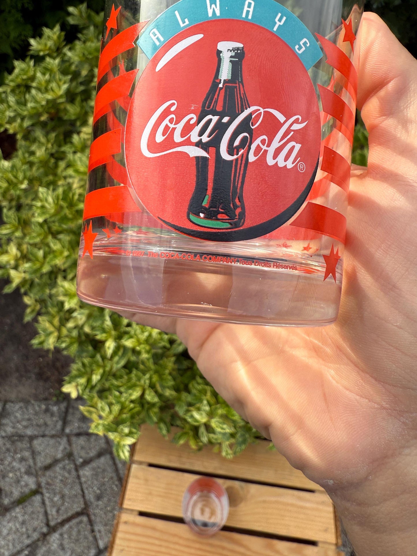 Vintage Coca-Cola Glass, 1990s Always Coca-Cola Design, Red Stars Soda Glass, Collectible Coke Glassware, Retro Drinking Glass