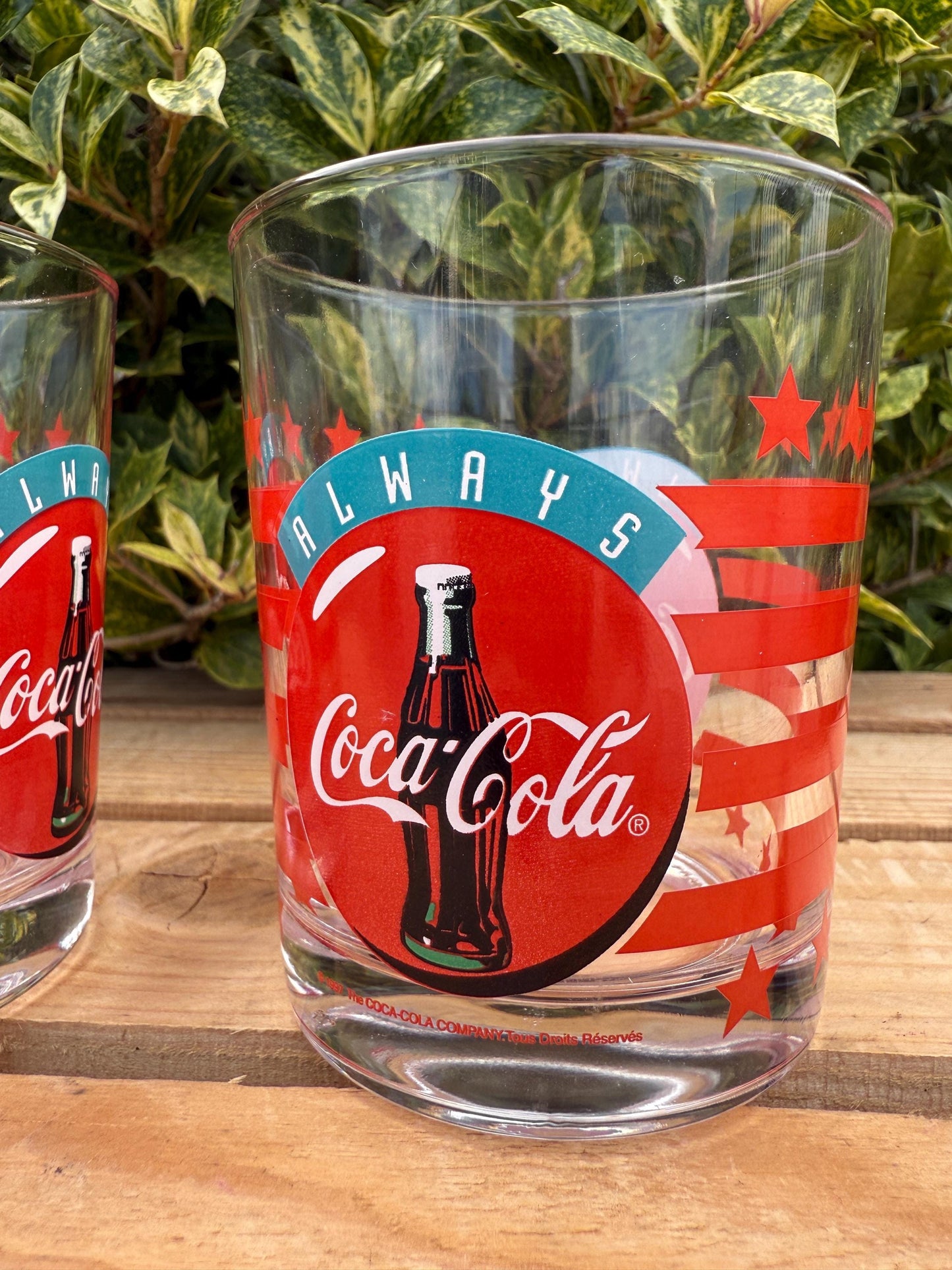 Vintage Coca-Cola Glass, 1990s Always Coca-Cola Design, Red Stars Soda Glass, Collectible Coke Glassware, Retro Drinking Glass