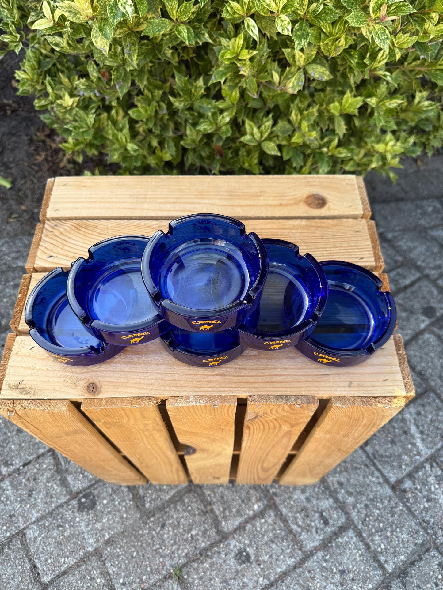 Vintage Blue Glass Camel Ashtray, French Advertising Ashtray, Made In France, Cigarette Cigar Tray, Vintage Barware Collectible