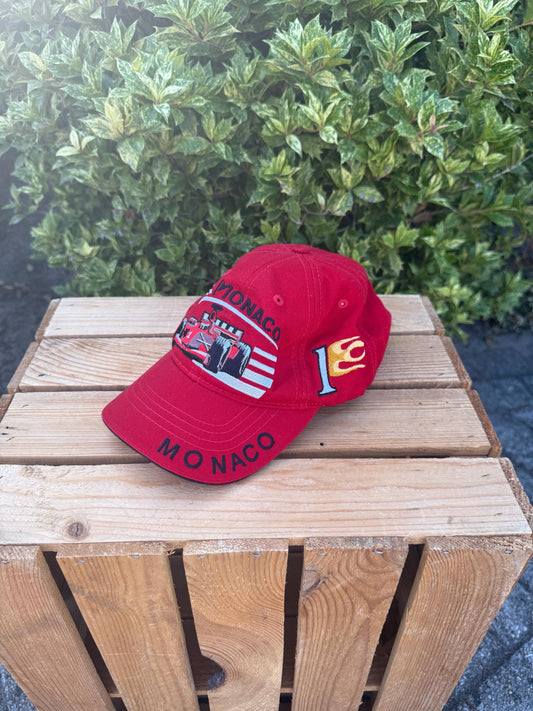 Vintage Red Monaco GP Cap, Formula 1 Racing Hat, Race Car Embroidered Baseball Cap, Grand Prix Collectible Motorsport Snapback