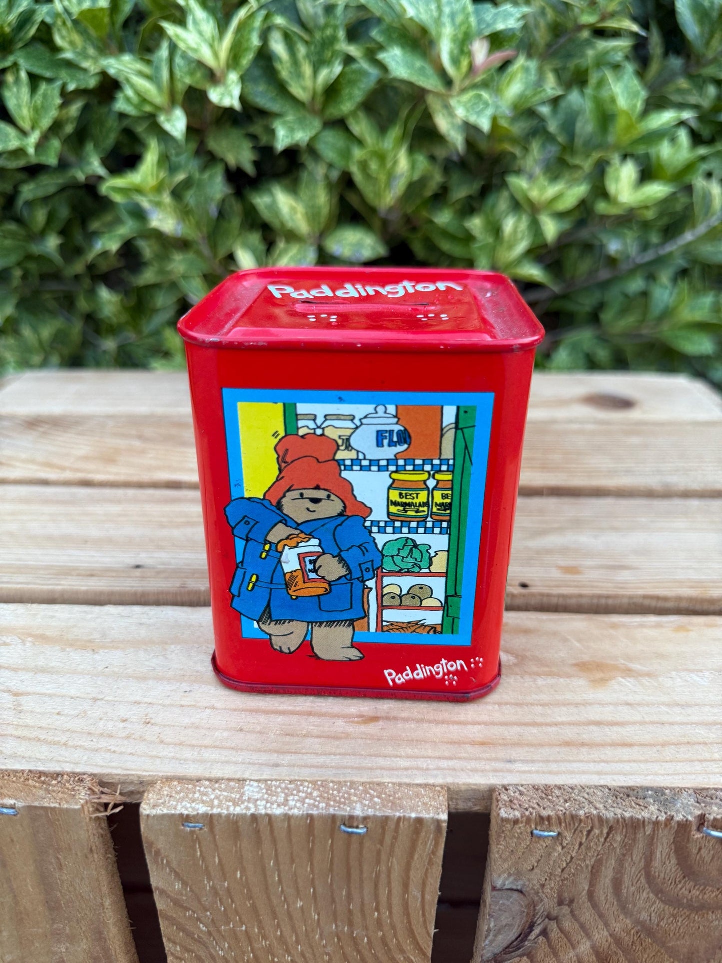 Vintage Paddington Bear Money Bank 1999, Metal Coin Bank, Childrens Savings Box, Collectible Paddington Bear Figurine Bank, British Toy