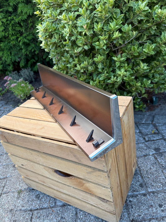 Vintage Brabantia Brown Light Brown Kitchen Towel Rack, 6 Hooks, Mid Century Wall Mounted Storage, Missing Hanging Bar, Dutch Design