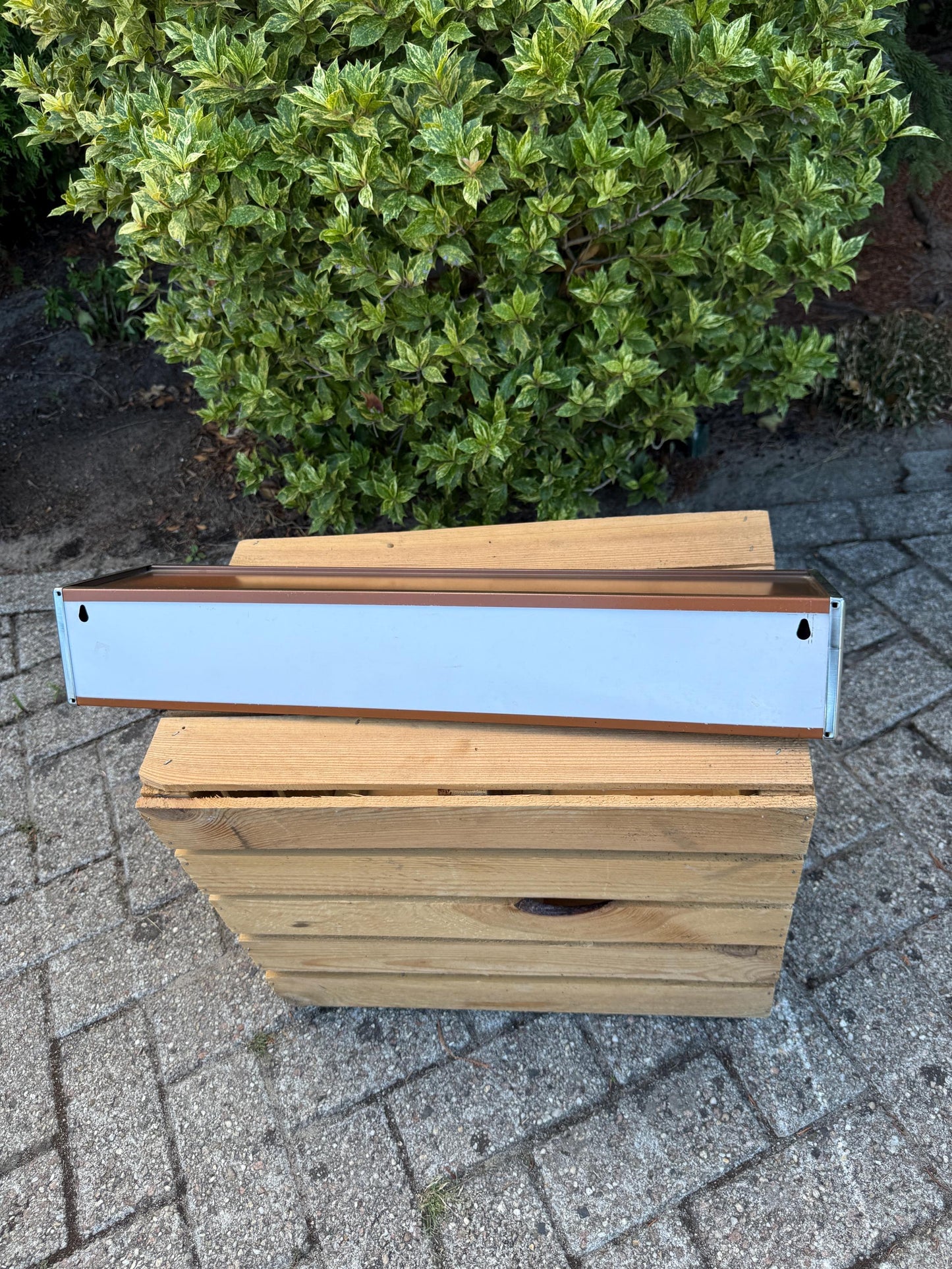 Vintage Brabantia Brown Light Brown Kitchen Towel Rack, 6 Hooks, Mid Century Wall Mounted Storage, Missing Hanging Bar, Dutch Design