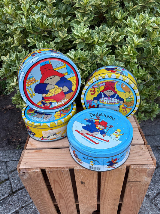 Vintage Paddington Bear Tin, Collectible Cookie Jar, Retro Metal Storage Box, Childrens Gift Idea, Cartoon Biscuit Container Decor