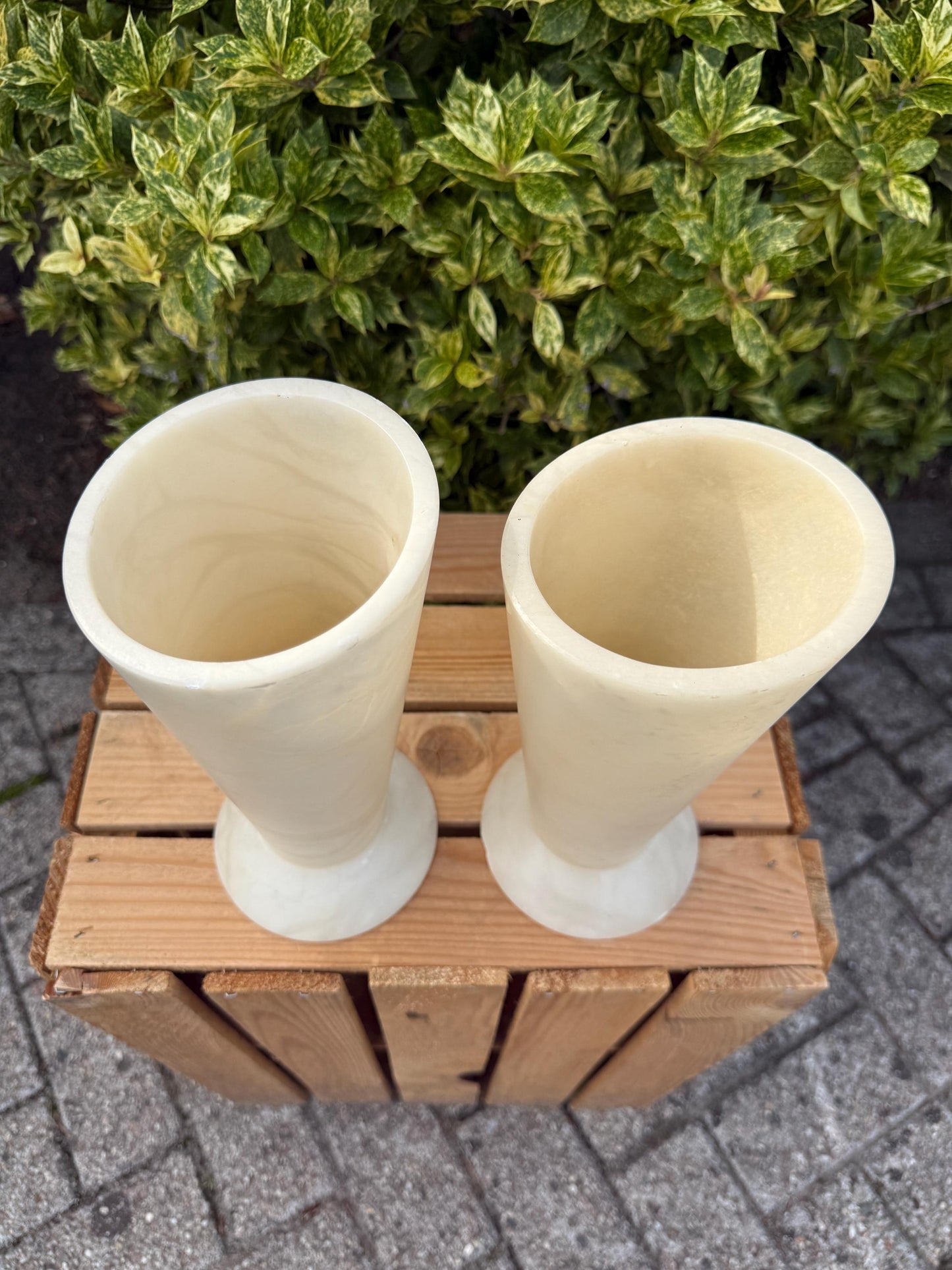 Vintage Belgian Marble Stone Lamp Set, Heavy Solid Pair, Mid Century Modern Lighting, White Stone Lamps with Imperfections