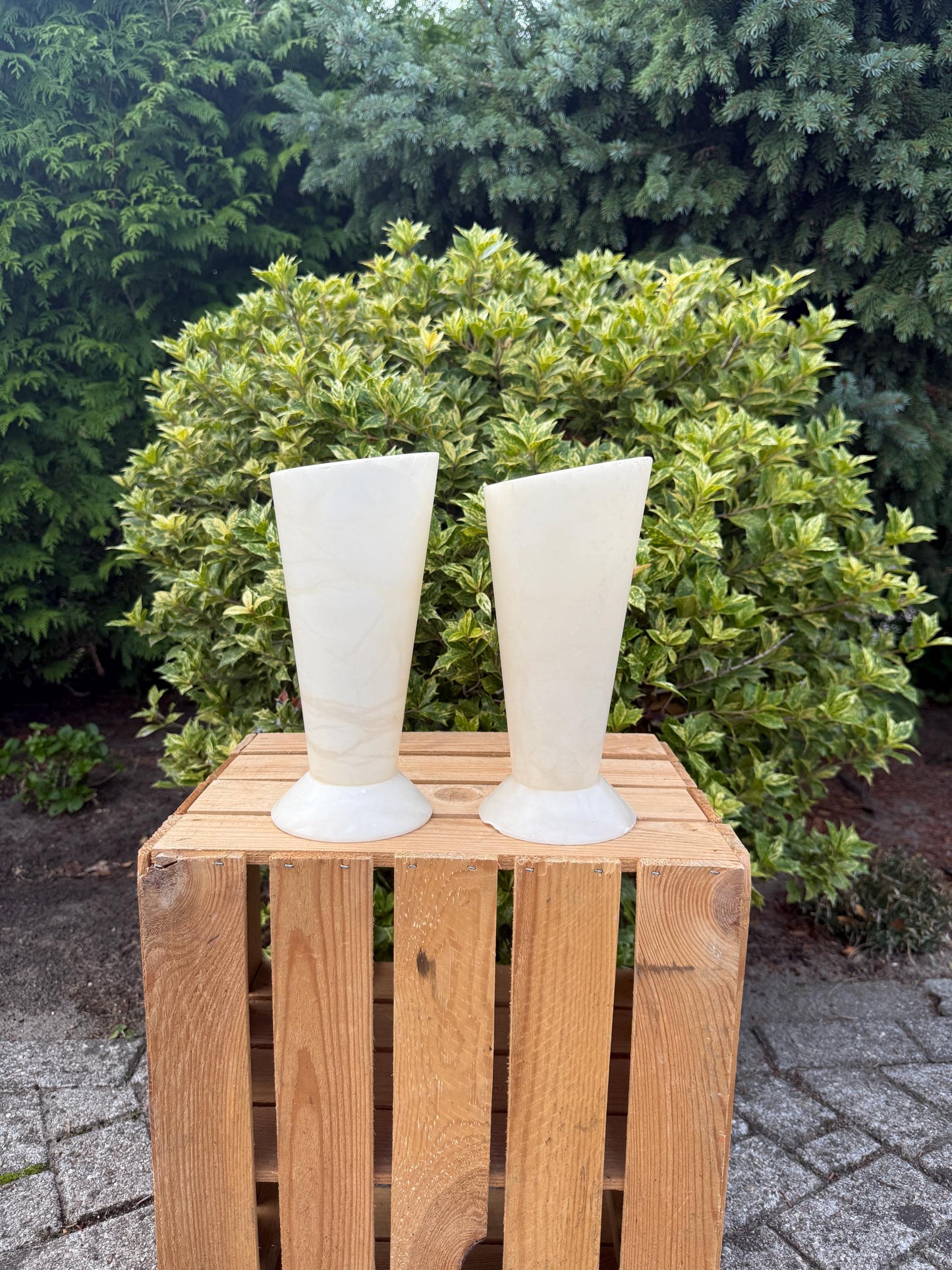 Vintage Belgian Marble Stone Lamp Set, Heavy Solid Pair, Mid Century Modern Lighting, White Stone Lamps with Imperfections