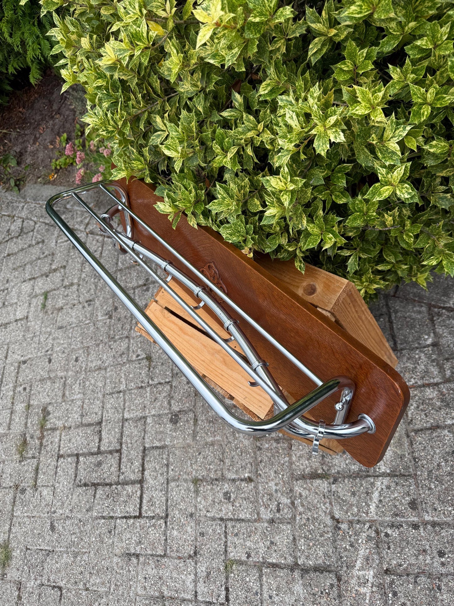 Vintage Wooden Wall Coat Rack with 7 Metal Hooks, Mid Century Hallway Organizer, Rustic Entryway Hanger, Retro Farmhouse Wall Storage