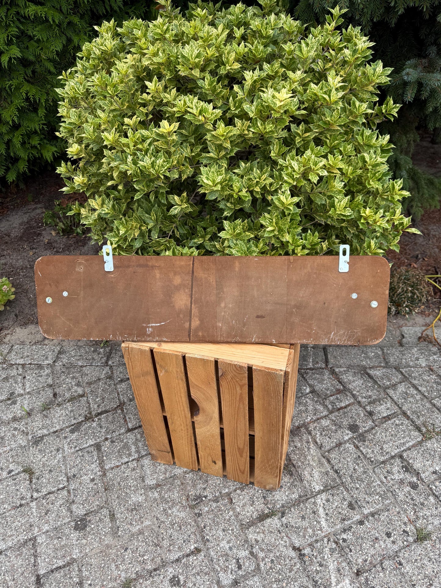 Vintage Wooden Wall Coat Rack with 7 Metal Hooks, Mid Century Hallway Organizer, Rustic Entryway Hanger, Retro Farmhouse Wall Storage