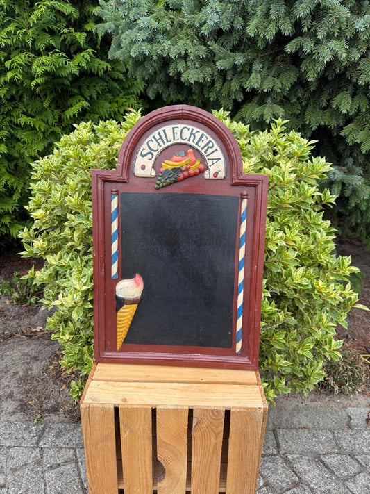 Vintage Wooden Wall Chalkboard Sign, Schleckeria Ice Cream Shop Decor, Retro Hand Painted Menu Board, Rustic Café Bar Wall Hanging