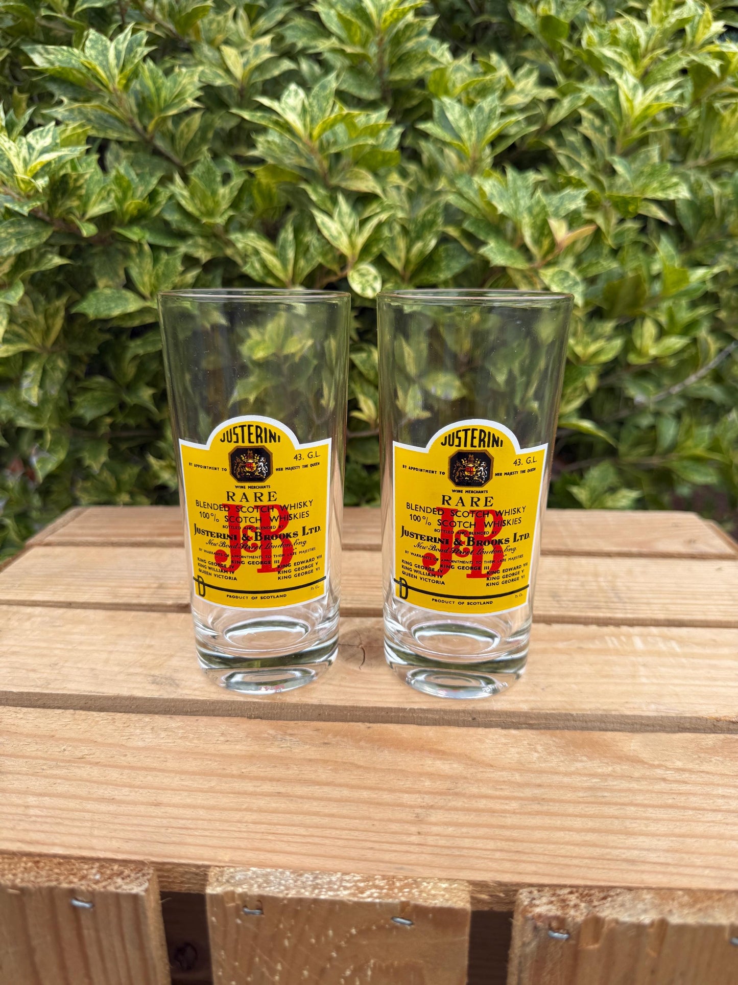 Vintage J&B Whisky Glasses Set, Justerini Brooks Advertising Barware, Rare Scotch Tumblers, Collectible Drinkware, Mid Century Bar Glasses