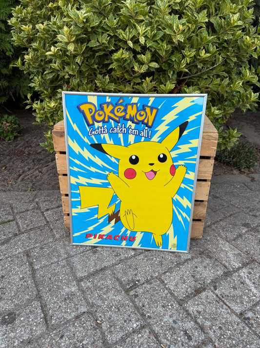 Vintage Pokémon Pikachu Poster 1990s, Nintendo Licensed Wall Art, Retro Anime Collectible, Gotta Catch Em All Decor