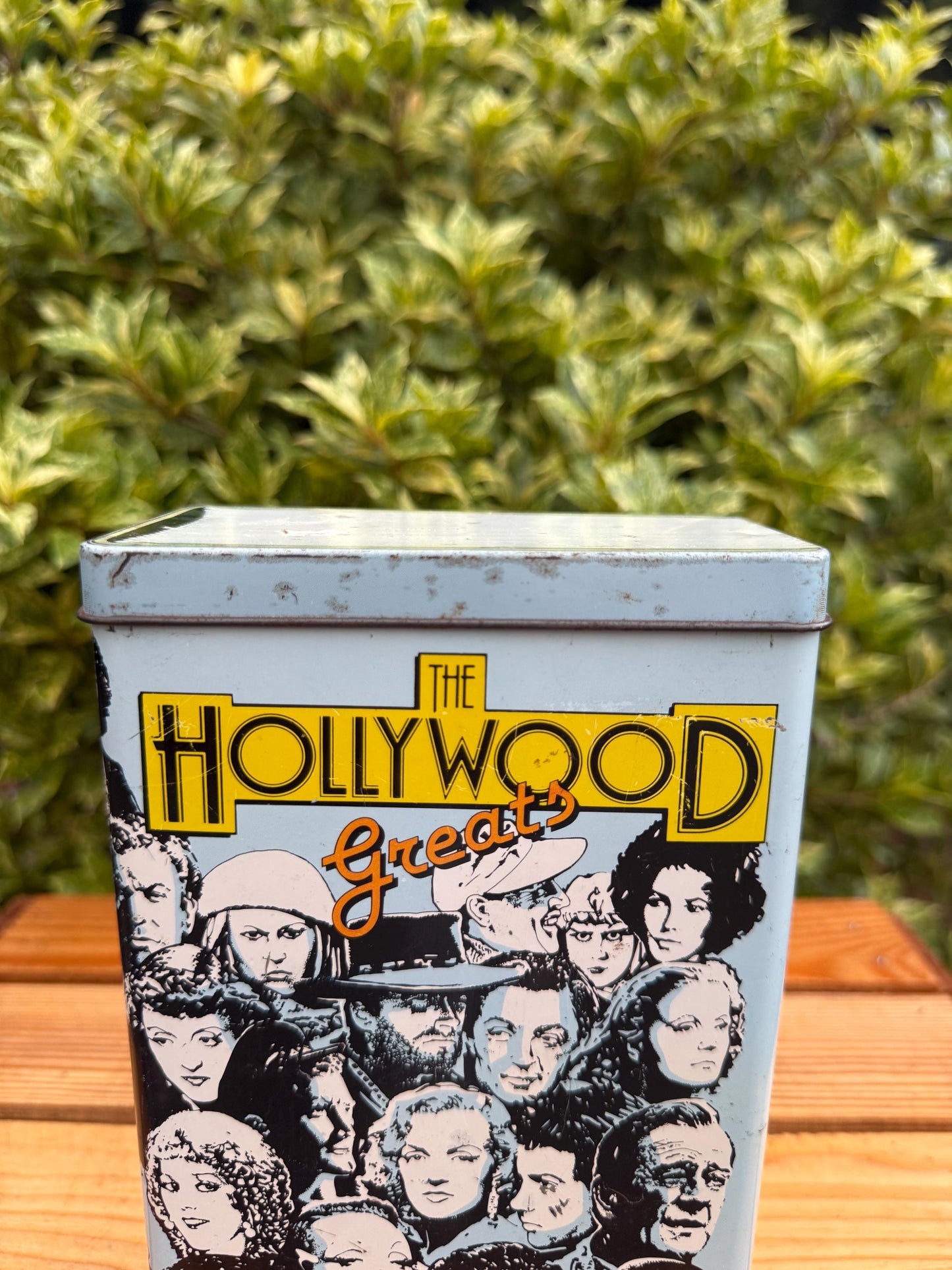 Vintage Hollywood Greats Tin, Sam Simeon Movie Stars Storage Box, Small Metal Collectible Container, Classic Film Memorabilia