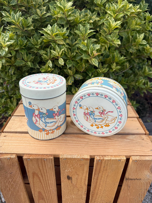 Vintage Goose Tin, Farmhouse Duck Storage Container, Decorative Metal Canister, Kitchen Storage Tin, Country Cottage Collectible