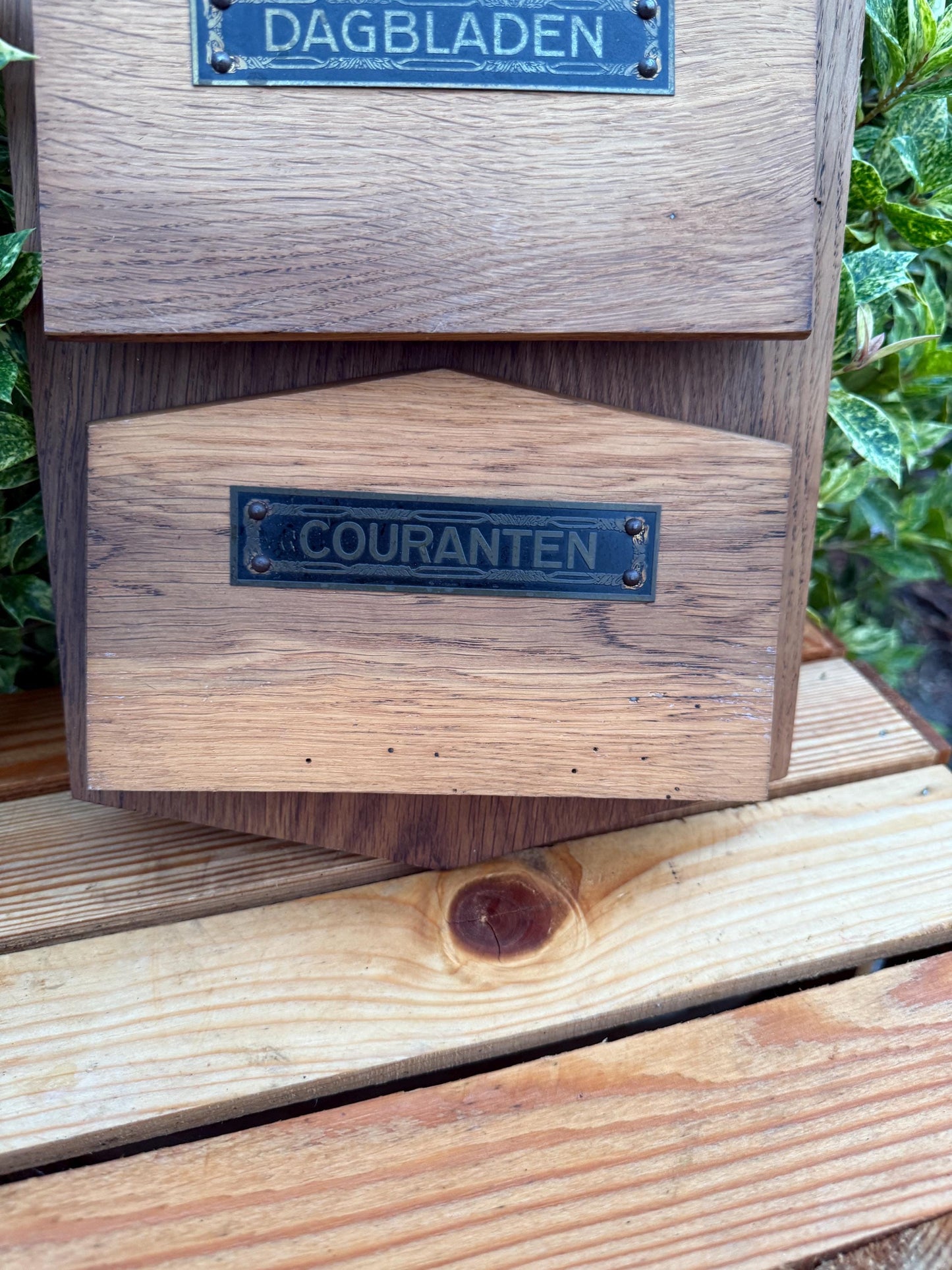 Vintage Wooden Newspaper Rack, Wall Mounted Magazine Holder, Dutch Dagbladen Couranten Organizer, Rustic Wood Storage, Fixer Upper Project