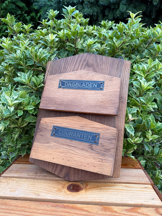 Vintage Wooden Newspaper Rack, Wall Mounted Magazine Holder, Dutch Dagbladen Couranten Organizer, Rustic Wood Storage, Fixer Upper Project