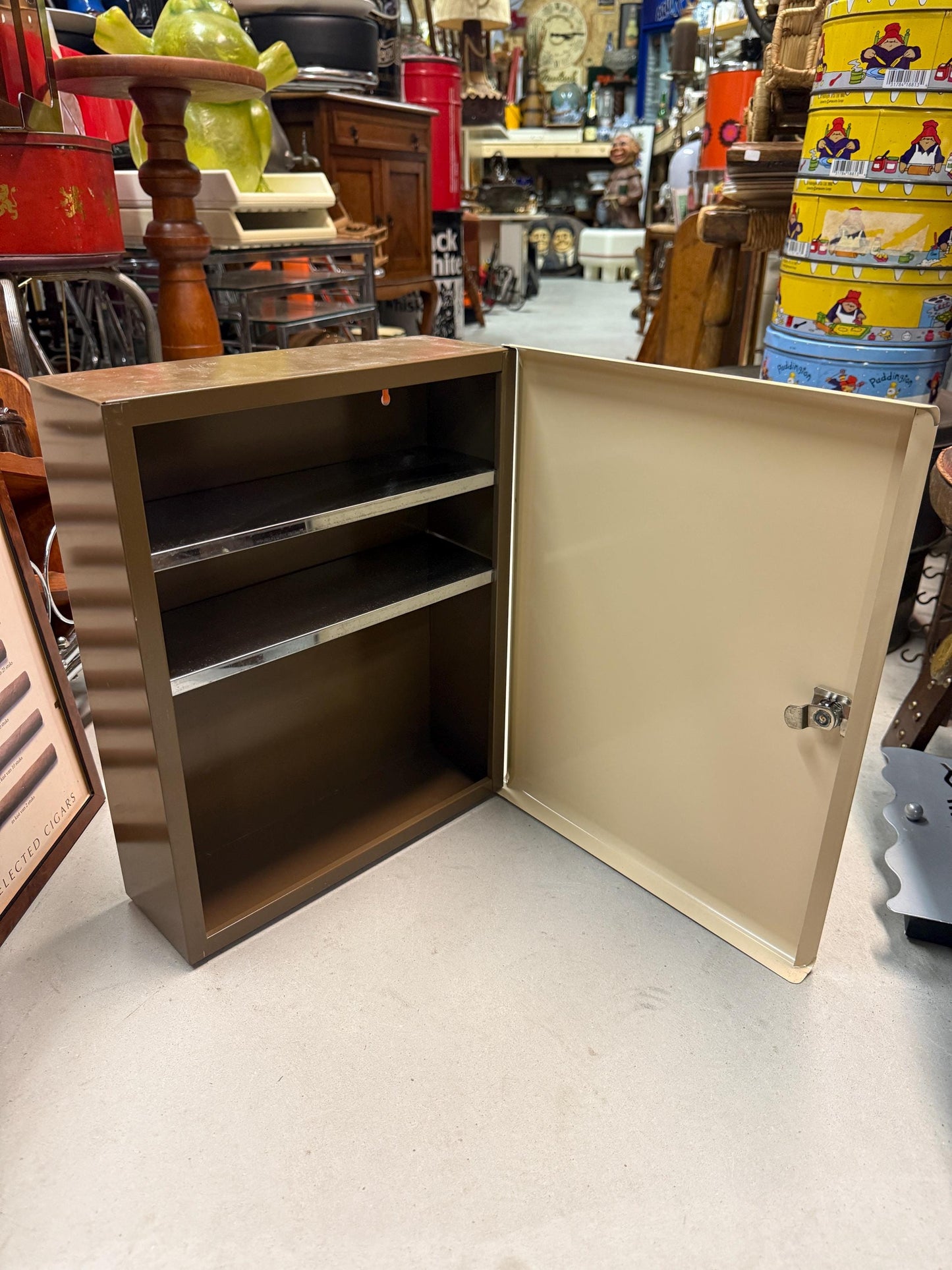 Vintage Beige Brown Brabantia Medicine Cabinet, Vintage Bathroom Cabinet, Medication First Aid Box, Metal Wall Cabinet, Seventies Bathroom