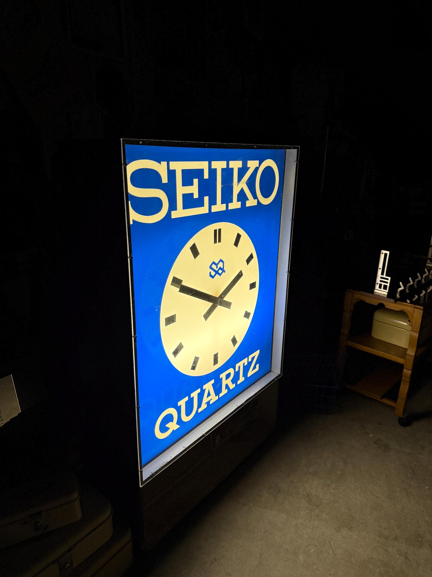 Rare Vintage Seiko Quartz Light Box Sign, Large Illuminated Store Advertising Sign, Outdoor Seiko Clock Display, 1970s Japan Electric Sign
